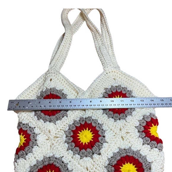 UNBRANDED Hand Crochet Boho Shoulder Bag Floral Motif Unused Unlined - Picture 5 of 8